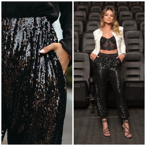 Pants - new Sequin Pocketed Sequin Joggers - Black in 2024 |